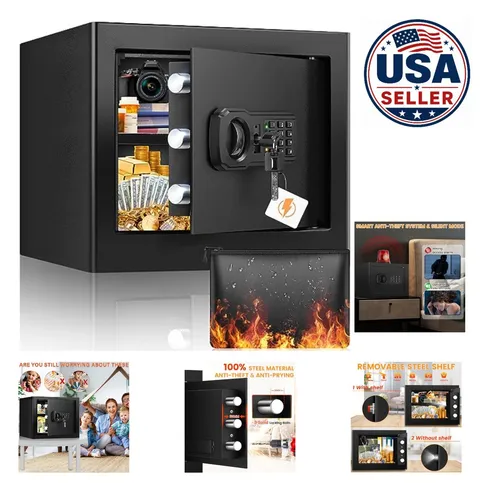 Small Safe Box 1.2 Cu Ft Electronic Digital Keypad Lock Fireproof Waterproof