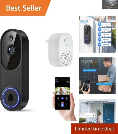AI-Powered 1080p Wireless Video Doorbell with Night Vision & Two-Way Audio