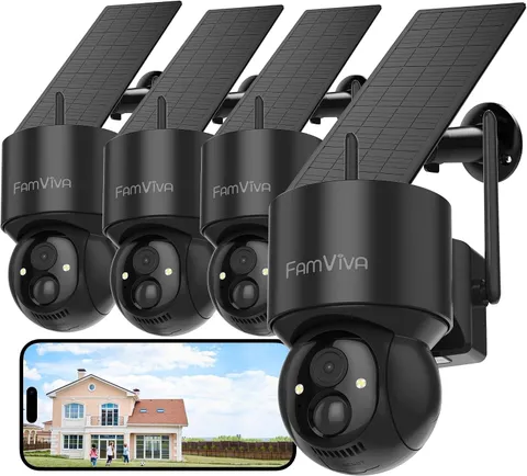 4 Pack 2K Wireless Outdoor Solar Security Camera 360 PTZ Color Night Vision IP66