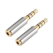 3.5mm Stereo 4 Pole Male to 2.5mm Female Adapter Converter Zinc Alloy 2Pcs