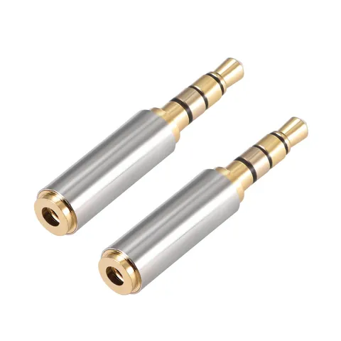 3.5mm Stereo 4 Pole Male to 2.5mm Female Adapter Converter Zinc Alloy 2Pcs