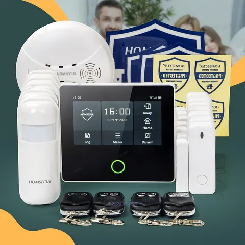 HOMSECUR Wireless WIFI 4G 2G SMS Autodial Home 4.3" Alarm System Touch Screen