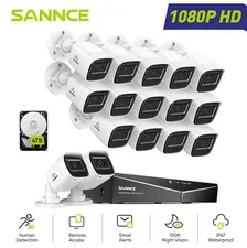 SANNCE 5in1 16CH DVR 1080P Video Security Camera System Outdoor Human Detection