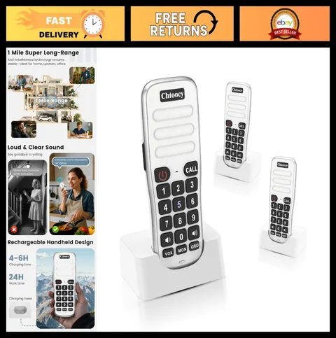 Wireless Intercom System for Home & Office, 1 Mile Range, Rechargeable, 10-Chann