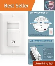 Motion Sensor Light Switch, No Neutral Wire, PIR Infrared Motion Activated Wa...