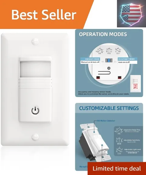 Motion Sensor Light Switch, No Neutral Wire, PIR Infrared Motion Activated Wa...