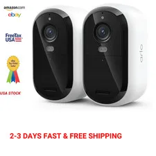 Wireless Outdoor Security Cameras 2K Battery Arlo Essential 3rd Gen White Night