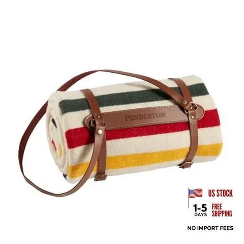 Pendleton National Park Throw with Leather Carrier 54" x 72" - One Size Glacier