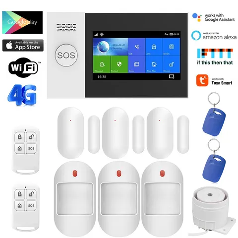 TUYA WiFi+4G 3G GSM Smart Home Security Alarm System w/Touch Keypad PIR DOOR