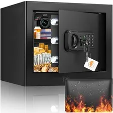 9.84"H Small Safe Box for Money | 1.2 cuft Security Safe with Fireproof Bag