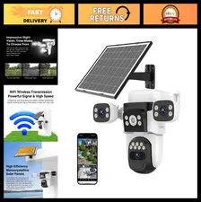 Solar Wireless Triple Lens WiFi PTZ Security Camera - 2K 360° View, Auto Trackin