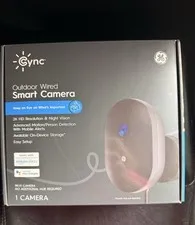 GE Cync Outdoor Smart Wired Camera Home Security, Black