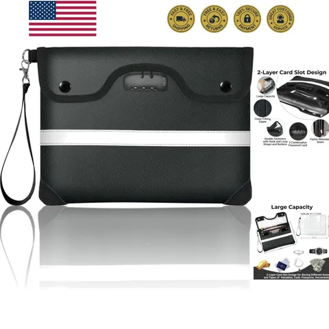 6200°F Fireproof Document Bag with Lock, 11.4 x 8.3 Inch Fire Proof Bag for D...