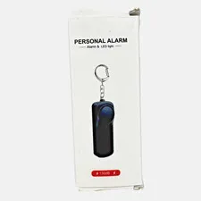 Black Personal Alarm Keychain 130dB LED Light Safety Siren Open Box