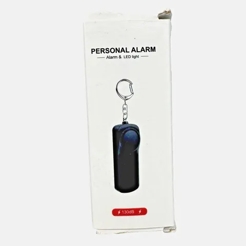 Black Personal Alarm Keychain 130dB LED Light Safety Siren Open Box
