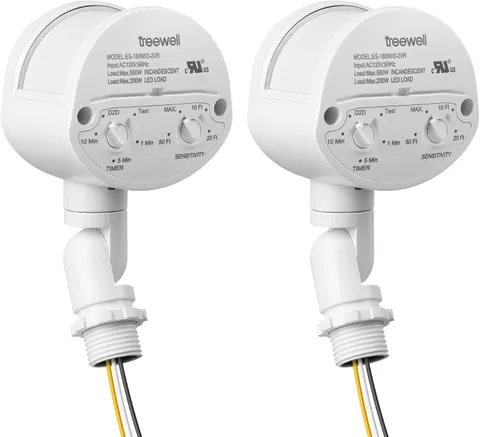 2 Pack Motion Sensor, 180-Degree Replacement Motion Detector, Adjustable Time &