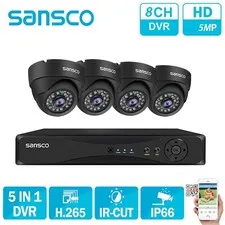 Sansco 5MP 8Ch DVR Wired Outdoor CCTV Camera System Surveillance Night Vision