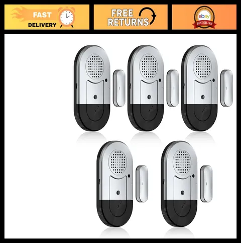 5 Pack Door Window Alarm Sensors - 125dB Loud Security Alerts, Volume Control