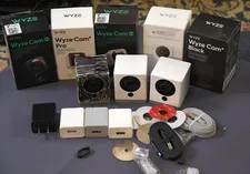 Lot of WYZE Cam v2 plus boxes and accessories