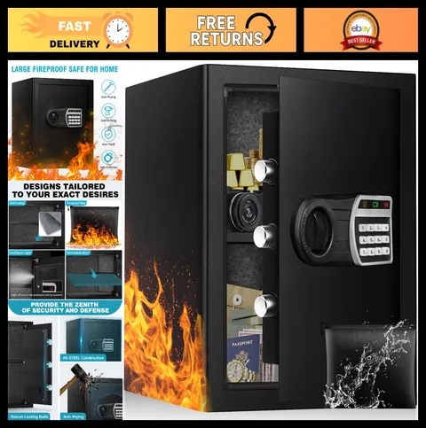 2.5 Cu Ft Digital Lock Safe Box with Anti-Theft Alarm, LED Light & Fireproof Pou