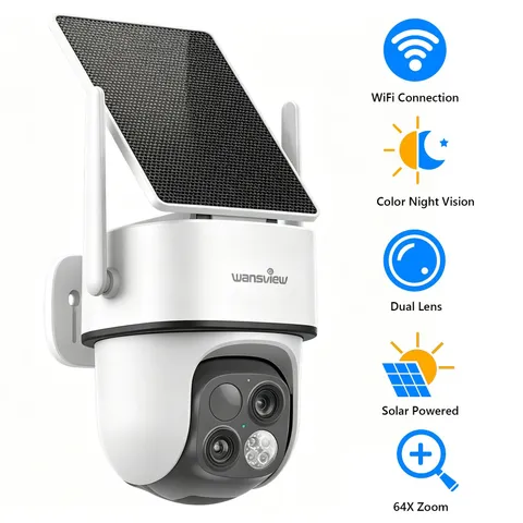 Wansview 2K Security Camera Wireless WIFI 360° PTZ Solar Battery Powered Outdoor