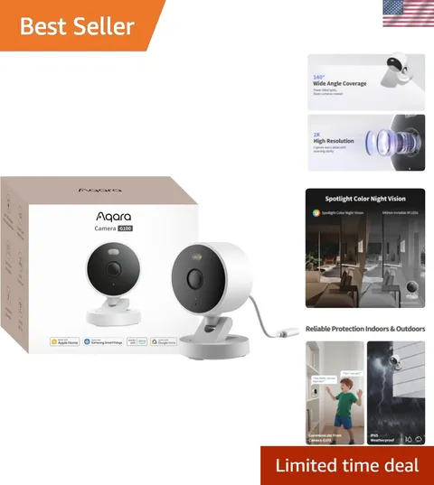 2K Indoor/Outdoor Security Camera G100, HomeKit Secure Video, White | 2-Way A...