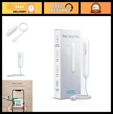 Smart Water Leak Detector - Flood, Temperature & Humidity Sensor, Z-Wave Plus Co