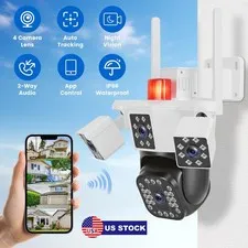 4‑Lens 1080P WiFi Security Camera – 360° Pan/Tilt, Auto Tracking, Full‑Color Nig