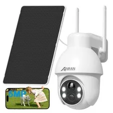 ANRAN 5MP Solar Battery Powered Security Cameras Wireless Outdoor Pan/Tilt Audio
