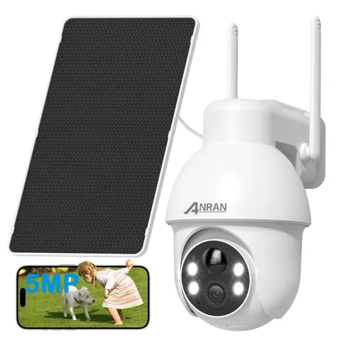 ANRAN 5MP Solar Battery Powered Security Cameras Wireless Outdoor Pan/Tilt Audio