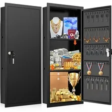 31.5" Tall Wall Safes Between the Studs with 2 Removable Shelf, Lockable Safe...