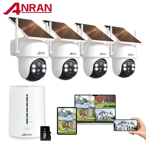 2K/4MP Solar Security Camera with Base Station, Spotlight, Expandable Local 