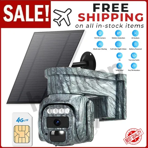 4G LTE Cellular Security Camera No WiFi Solar Outdoor Night Vision With SIM Card