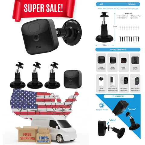 Hassle-Free Adjustable Mounts for Blink Cameras - 3 Pack, Indoor/Outdoor
