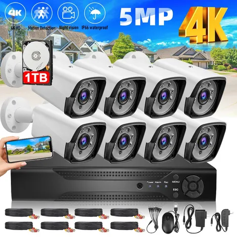 8 Camaras De Seguridad Para Casa Oficina Home Security Camera System CCTV 4K HD