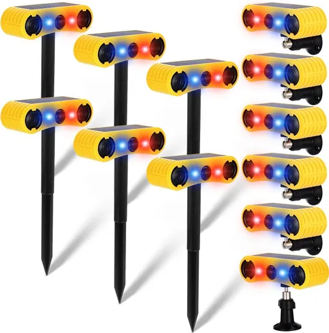 6 Pack Solar Outdoor Motion Sensor Alarm with Stake Animal Deterrent 2 X 129Db L