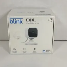 Blink Mini Compact indoor plug-in smart security camera 1080p HD, New/Sealed