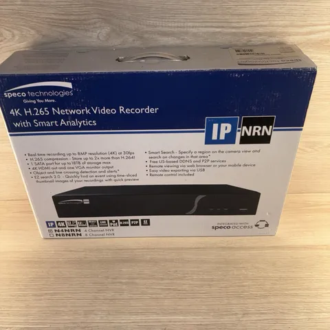 Speco 4CH 2TB 4K H.265 NVR PoE NDAA Compliant Smart Analytics N4NRN2TB 4 Channel