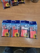 Brady Safety Lockout Red Anodized Aluminum, Steel Shackle. Keyed Different, 4pk.