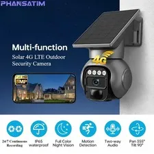Solar 4G LTE Outdoor Wireless Security Camera, IP65 Waterproof