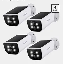 Cinnado S1 4-Pack 2K/3MP Wire-Free Solar Outdoor Wi-Fi IP65 Alexa Cams