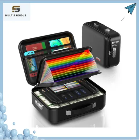 Fireproof Document Box Lock Water Resistant Safe Case for Files Laptop