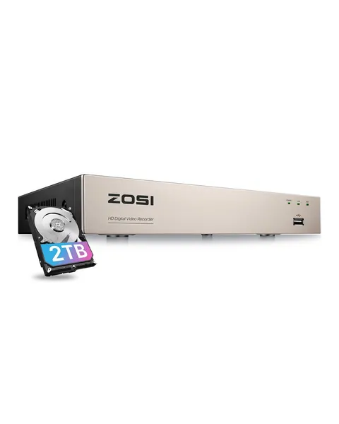 ZOSI H.265+ 8CH 5MP Lite 4-in-1 Surveillance DVR Recorders with Hard Drive 2TB f