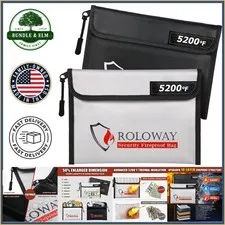Large Capacity Fireproof Bag, 9.6x6.6 Inch, Water Resistant for Important Items