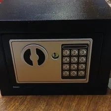 Small Black Metal Digital Electronic Keypad Safe w/ Keyed Override, Matte