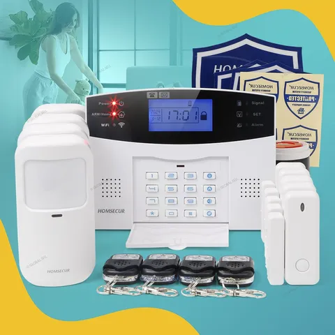 HOMSECUR 17 Pcs Wireless Home Alarm System, 2G 4G WIFI GSM, App Alerts Control