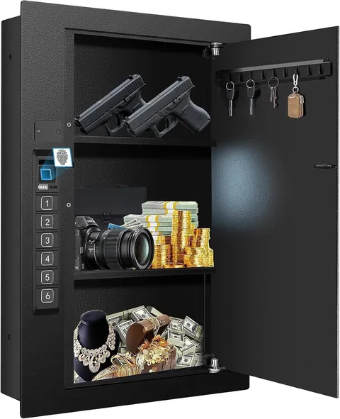 Wall Safe, Hidden Fingerprint Security Wall Safe, in Wall Safe between Studs, Up