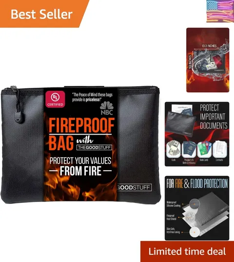 Fireproof Money Bag for Cash 10" x 13" – Waterproof Document Holder with Zipp...