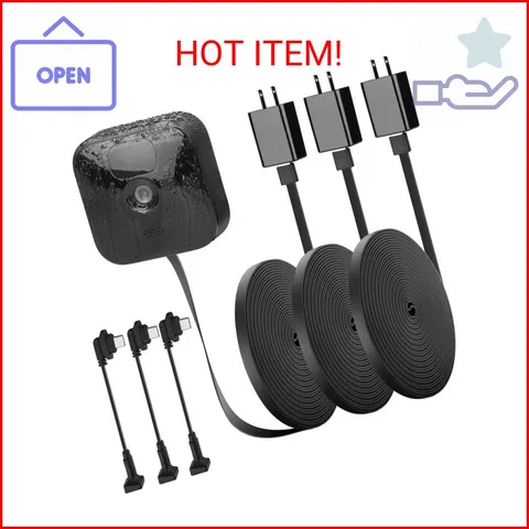 iTODOS 3 Pack 25ft/7.5m Outdoor Power Cord for Blink Outdoor (3rd Gen) XT3,Blink