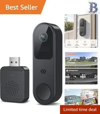 Wireless Smart Doorbell Camera with Night Vision - Compatible with Alexa